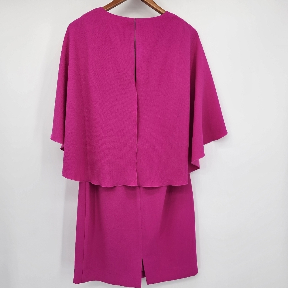 Trina Turk Hot Pink Crepe Cape Dress Womens Size 6 - Picture 2 of 6